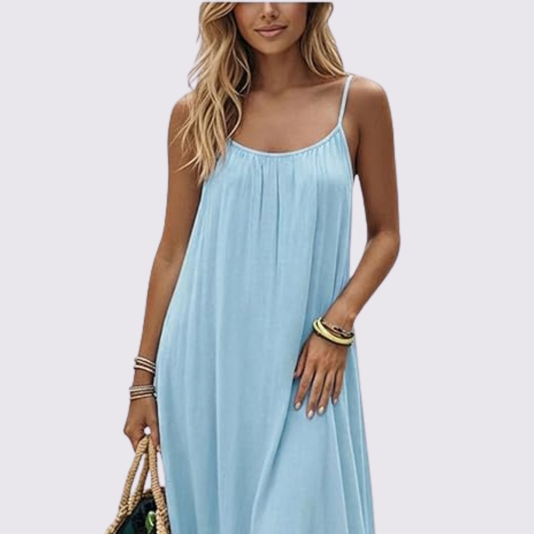 Open-Back Adjustable Dress — flowing back detail