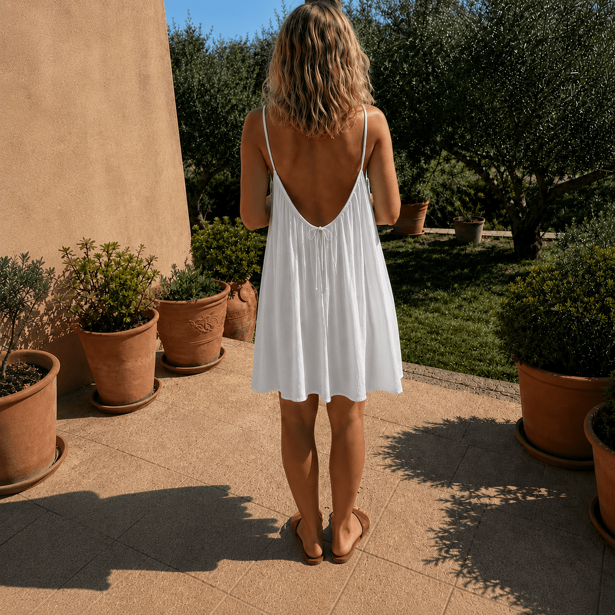 Open-Back Adjustable Dress — resort wear style