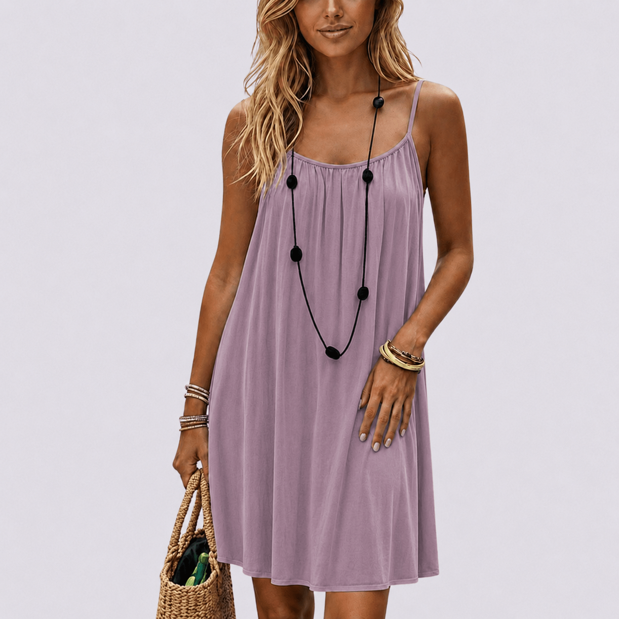 Open-Back Adjustable Dress — colour and fabric detail